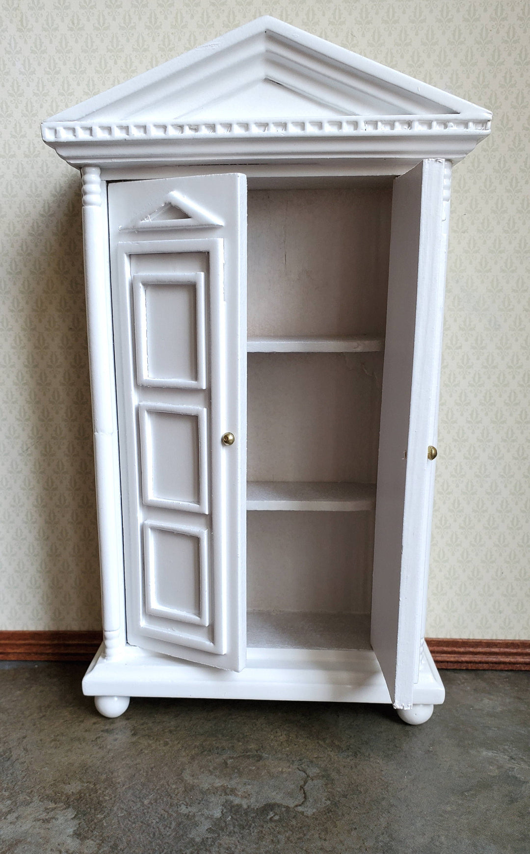 Dollhouse Miniature Wardrobe Armoire White Closet for Bedroom 1:12 Furniture