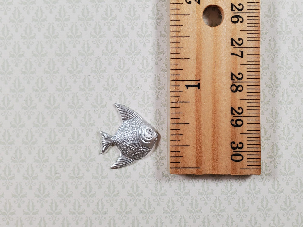 Angel Fish Silver Metal Embellishment Wall Art 11/16" x 13/16" - MiniatureCrush