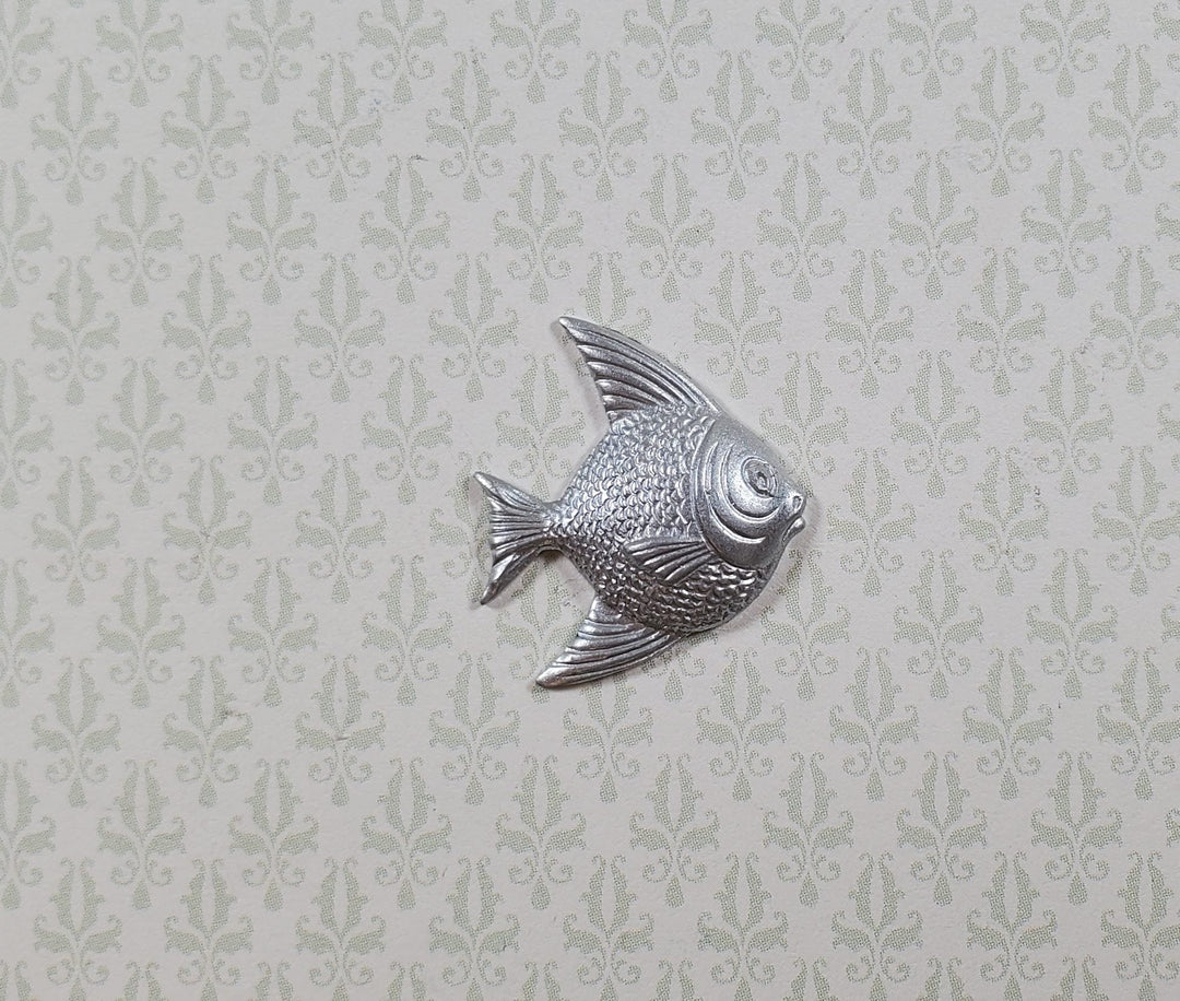 Angel Fish Silver Metal Embellishment Wall Art 11/16" x 13/16" - MiniatureCrush