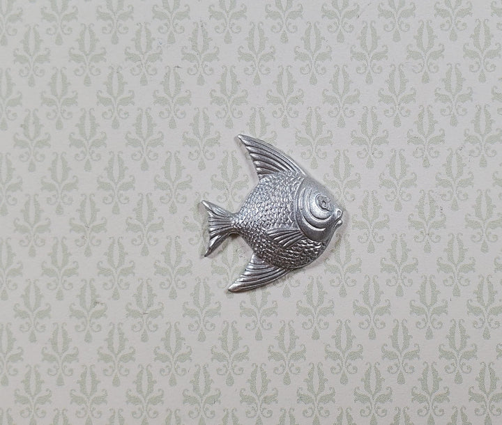 Angel Fish Silver Metal Embellishment Wall Art 11/16" x 13/16" - MiniatureCrush