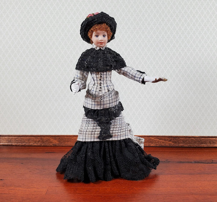Artisan Dollhouse Doll Victorian Lady 1:12 Scale Vintage OOAK Porcelain - MiniatureCrush