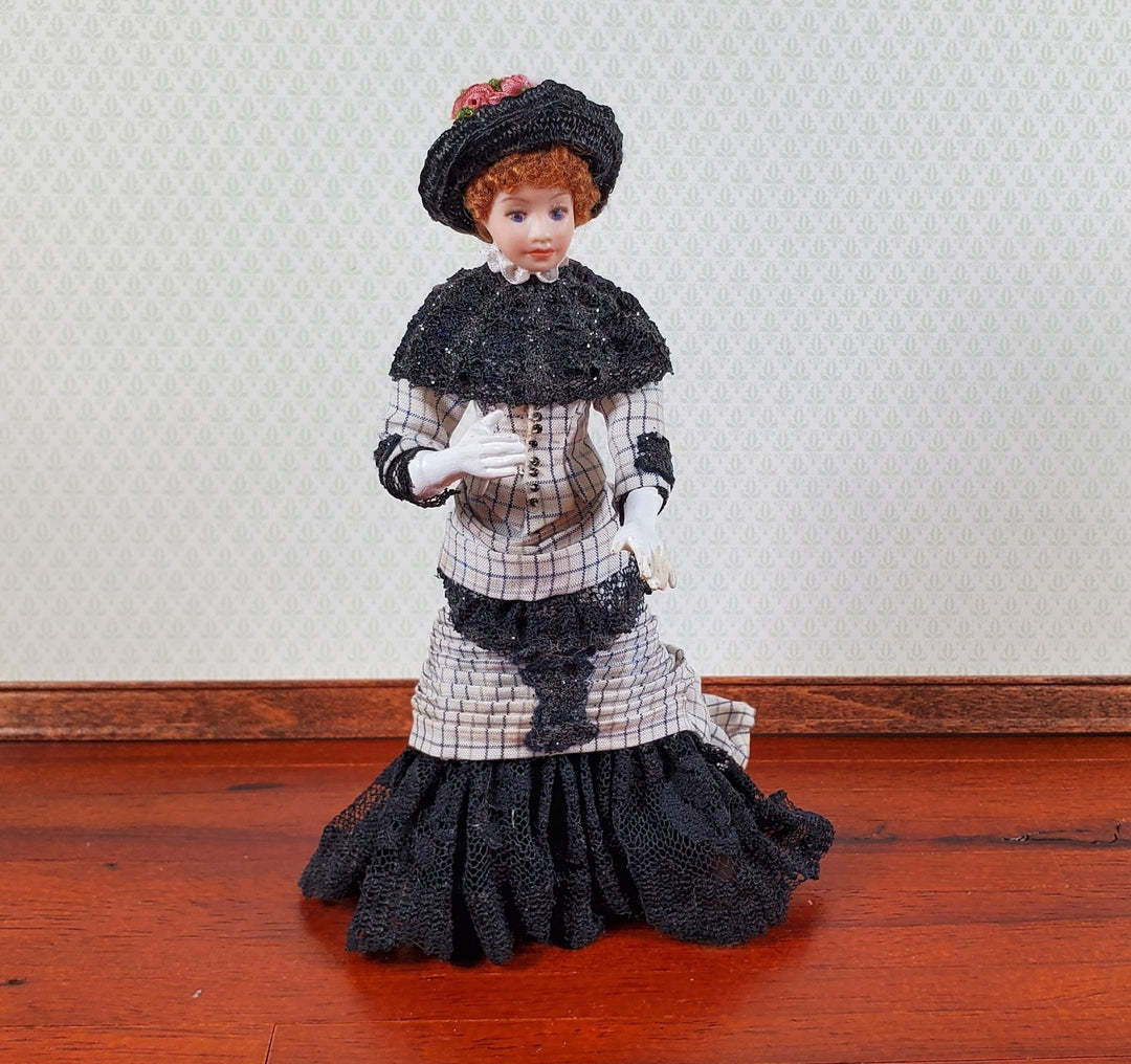 Artisan Dollhouse Doll Victorian Lady 1:12 Scale Vintage OOAK Porcelain - MiniatureCrush