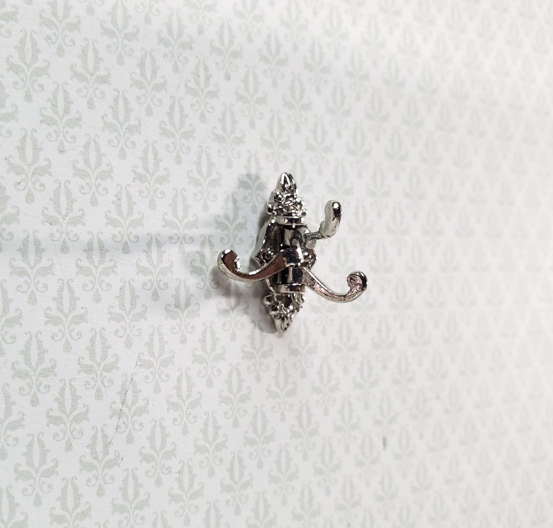 Dollhouse Triple Hook Moveable for Hats Ties 1:12 Miniature Scale Silver Finish