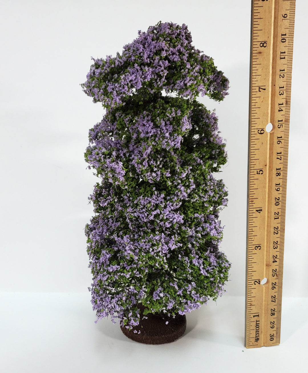 Miniature Flowering Tree or Shrub Large Purple Lilac on Base Scenery 8" Tall