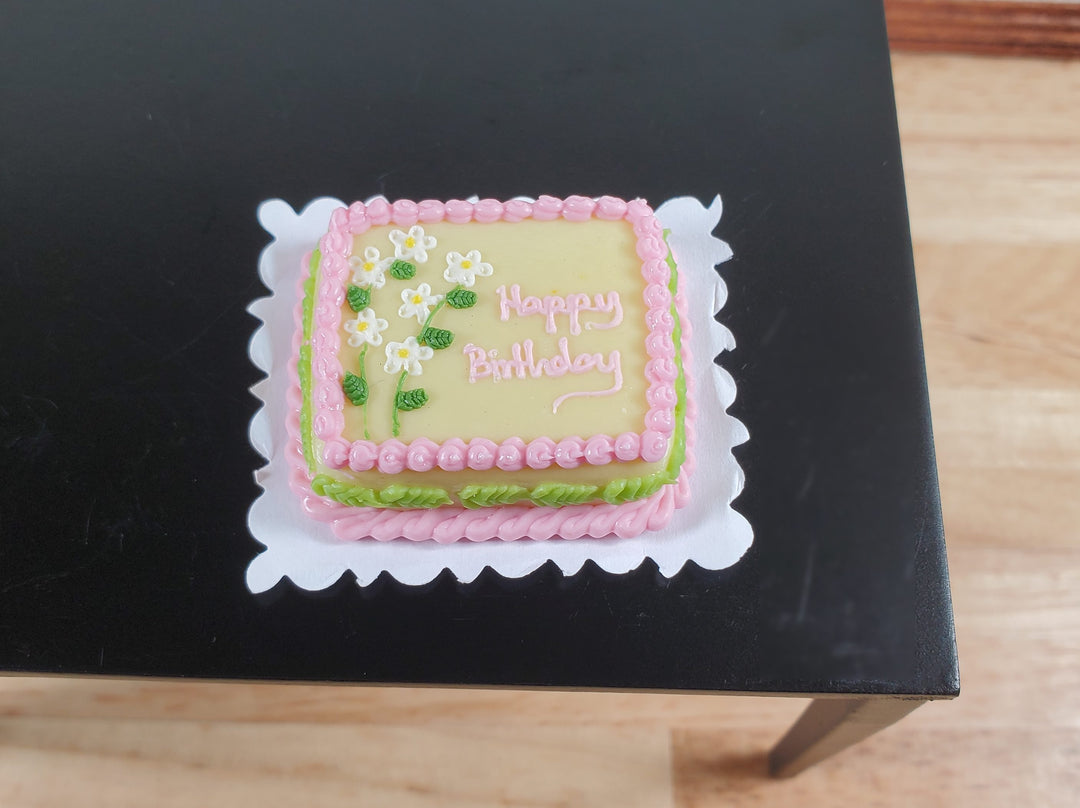 Dollhouse Birthday Sheet with Flowers 1:12 Scale Miniature Food Bakery