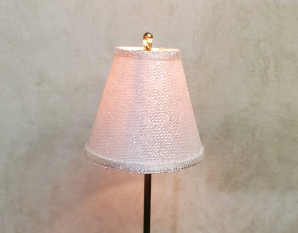 Dollhouse Floor Lamp Embossed White on White Shade 12 Volt Wired 1:12 Miniature