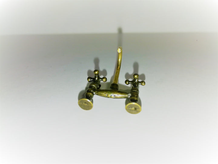 Dollhouse Miniature Faucet Mixer Tap for Kitchen or Bathroom Sink 1:12 Scale Antique Brass