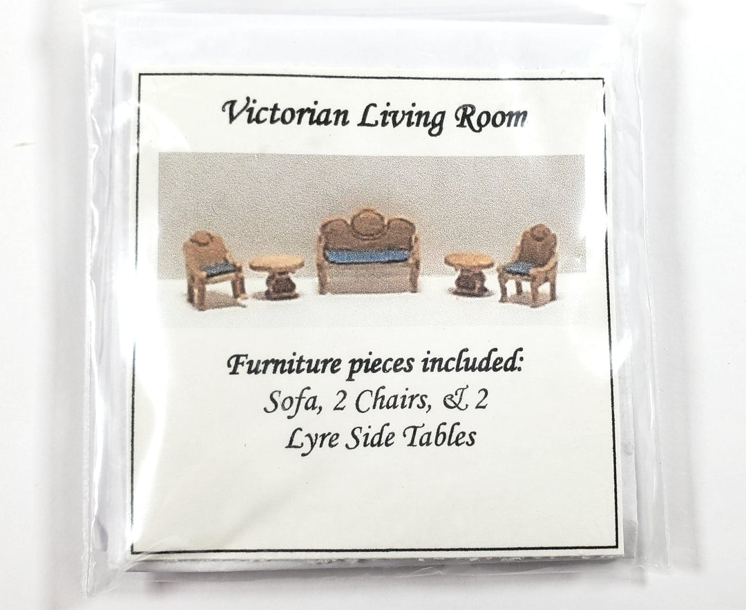 Dollhouse 1:144 Scale Furniture KIT DIY Victorian Living Room Set Sofa Chairs +