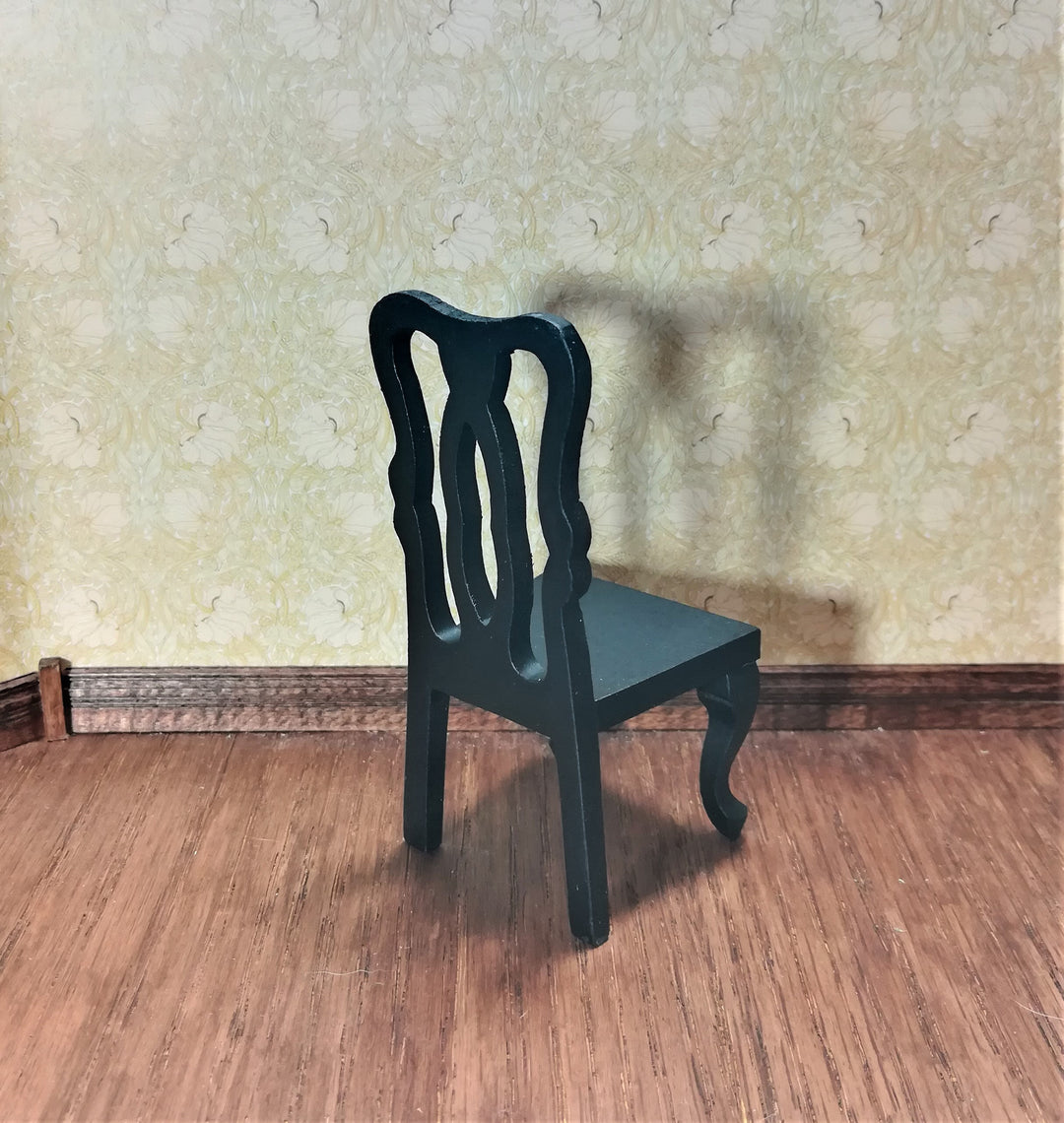 Dollhouse Chair Black Dining or Kitchen Chair 1:12 Scale Miniature Furniture