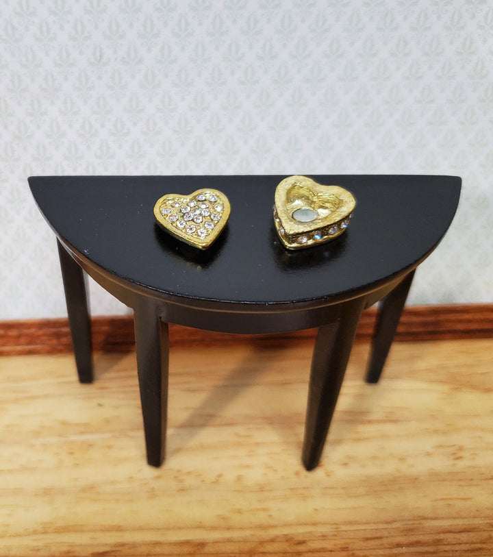 Dollhouse Jewelry Box with Crystal Jewels Heart Shape Opening Lid 1:12 Scale
