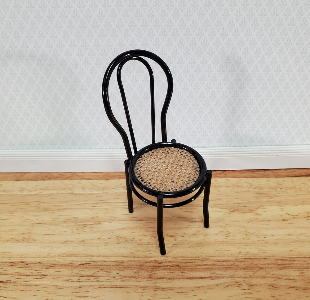 Dollhouse Chair Black Metal "Cane" Seat 1:12 Scale Fairy Garden Soda Fountain