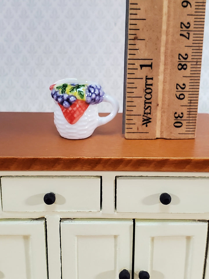 Dollhouse Ceramic Pitcher with Handle Fruit Motif 1:12 Scale by Falcon Miniatures