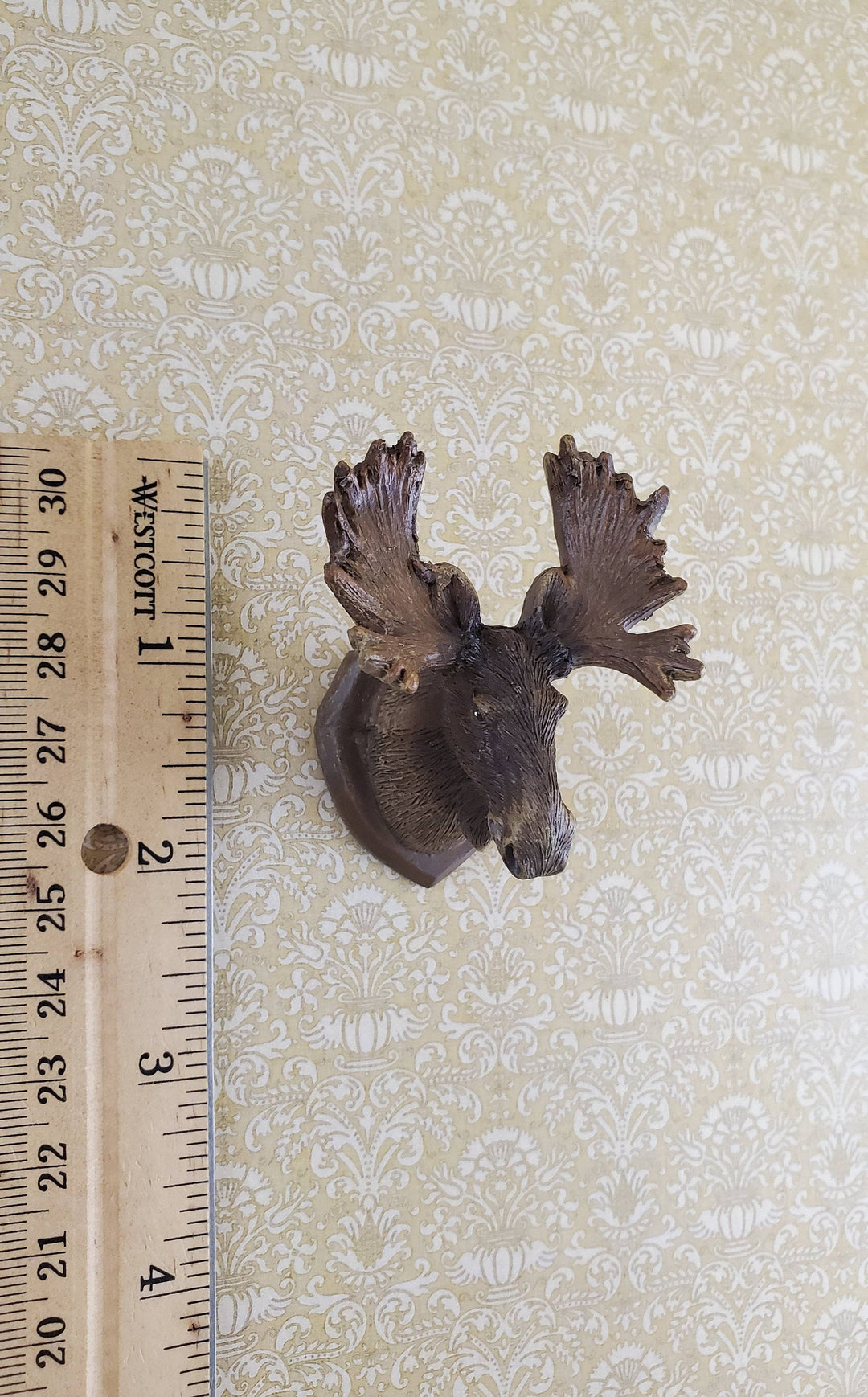 Dollhouse Miniature Small Moose Head Wall Trophy Mounted 1:12 or 1:24 Scale Reutter