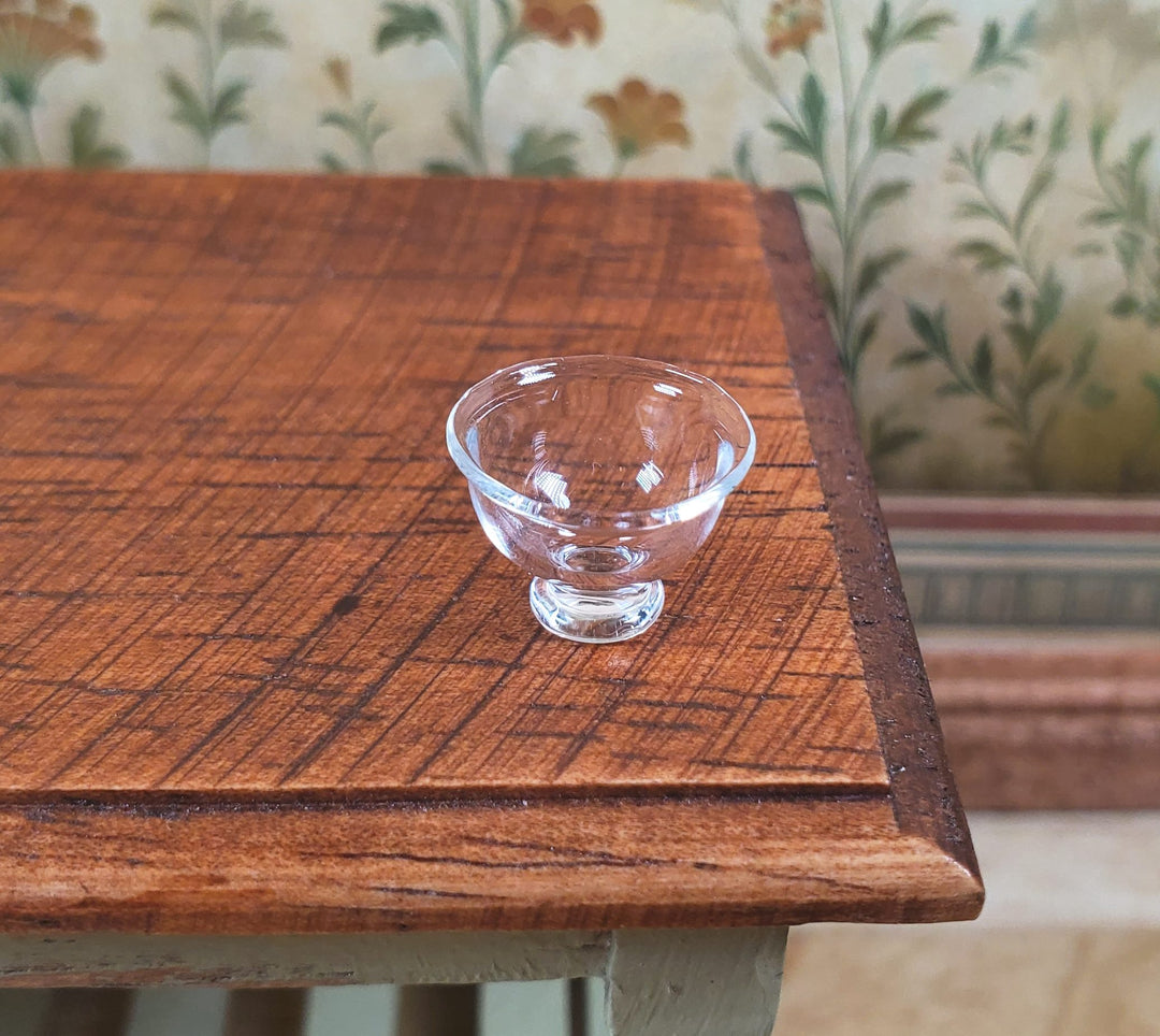 Dollhouse Small Glass Footed Bowl Clear 1:12 Scale Miniature