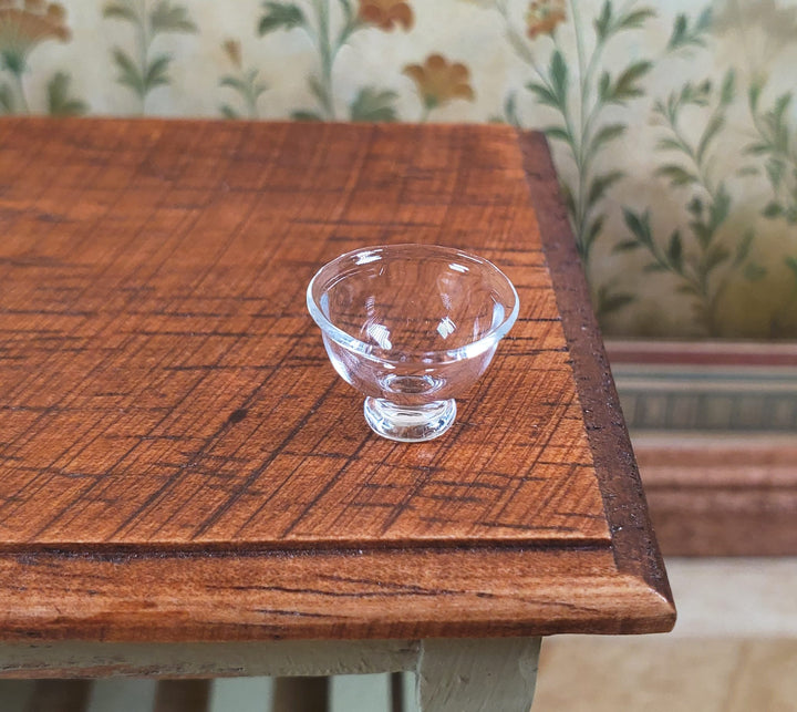 Dollhouse Small Glass Footed Bowl Clear 1:12 Scale Miniature