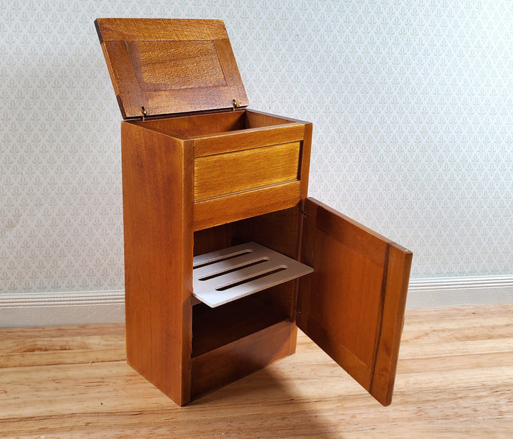 Dollhouse Kitchen Set Sink Fridge Table Chair 1:12 Scale Furniture Walnut Finish