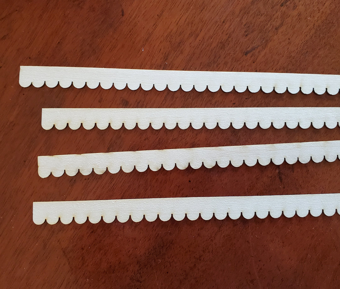 Dollhouse Scalloped Trim Victorian Style 4 Pieces 3/8" x 17" - Thin 1/32" for Overlapping