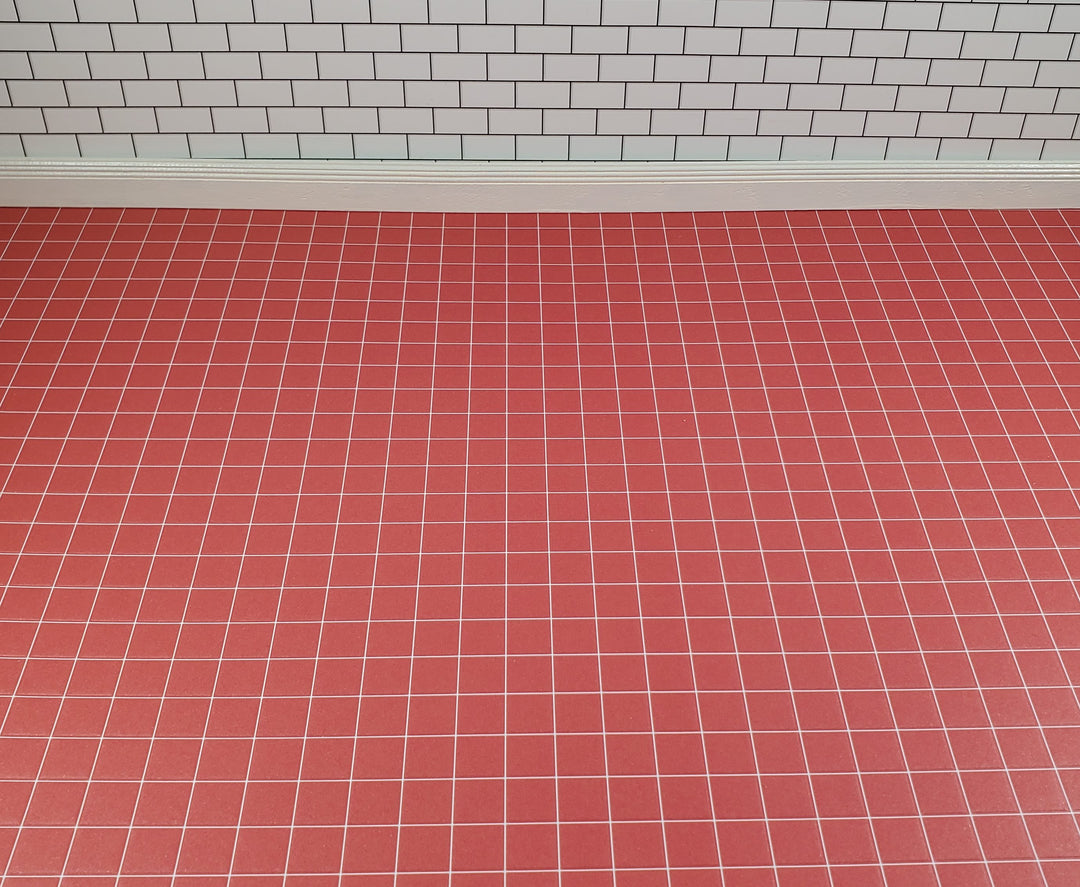 Miniature Quarry Tile Floor Lightly Embossed Faux Flooring Red Card Stock