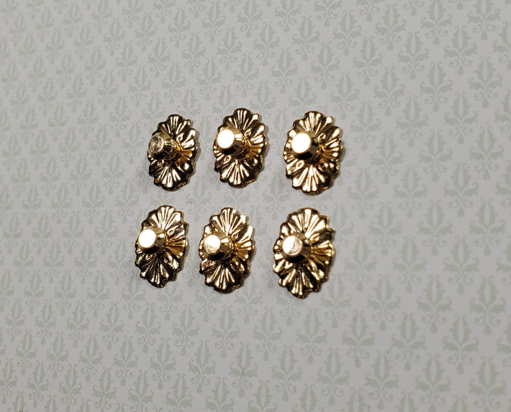 Dollhouse Doorknobs Handles Fancy Gold Brass 6 pcs 1:12 Scale Miniatures