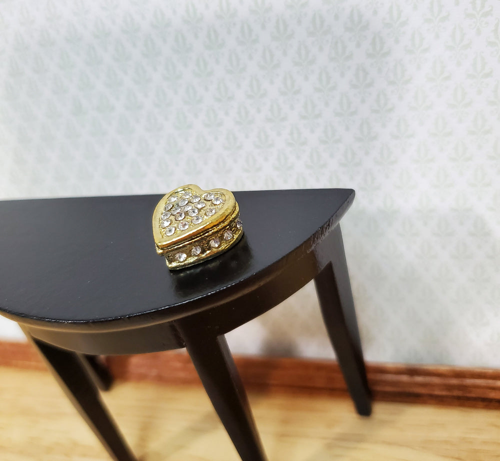 Dollhouse Jewelry Box with Crystal Jewels Heart Shape Opening Lid 1:12 Scale