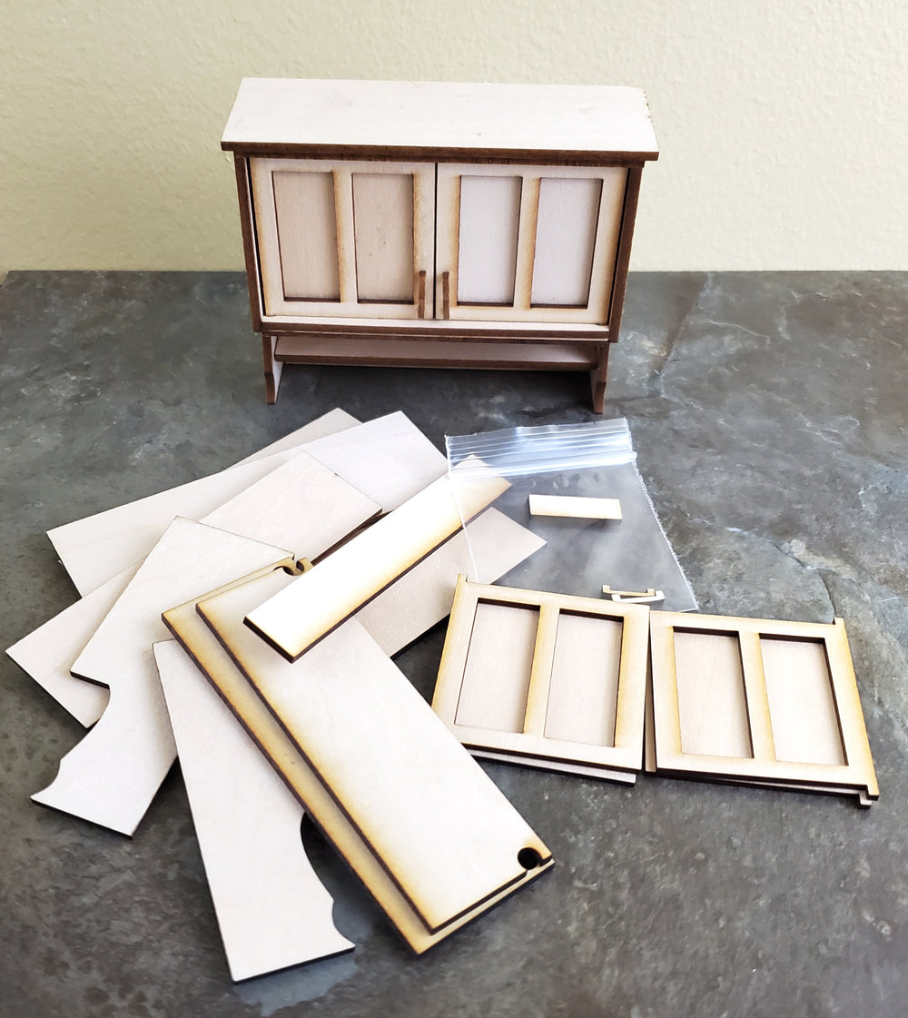 Dollhouse Cupboard KIT DIY Hanging 2 Door Kitchen Cabinet 1:12 Scale Miniature