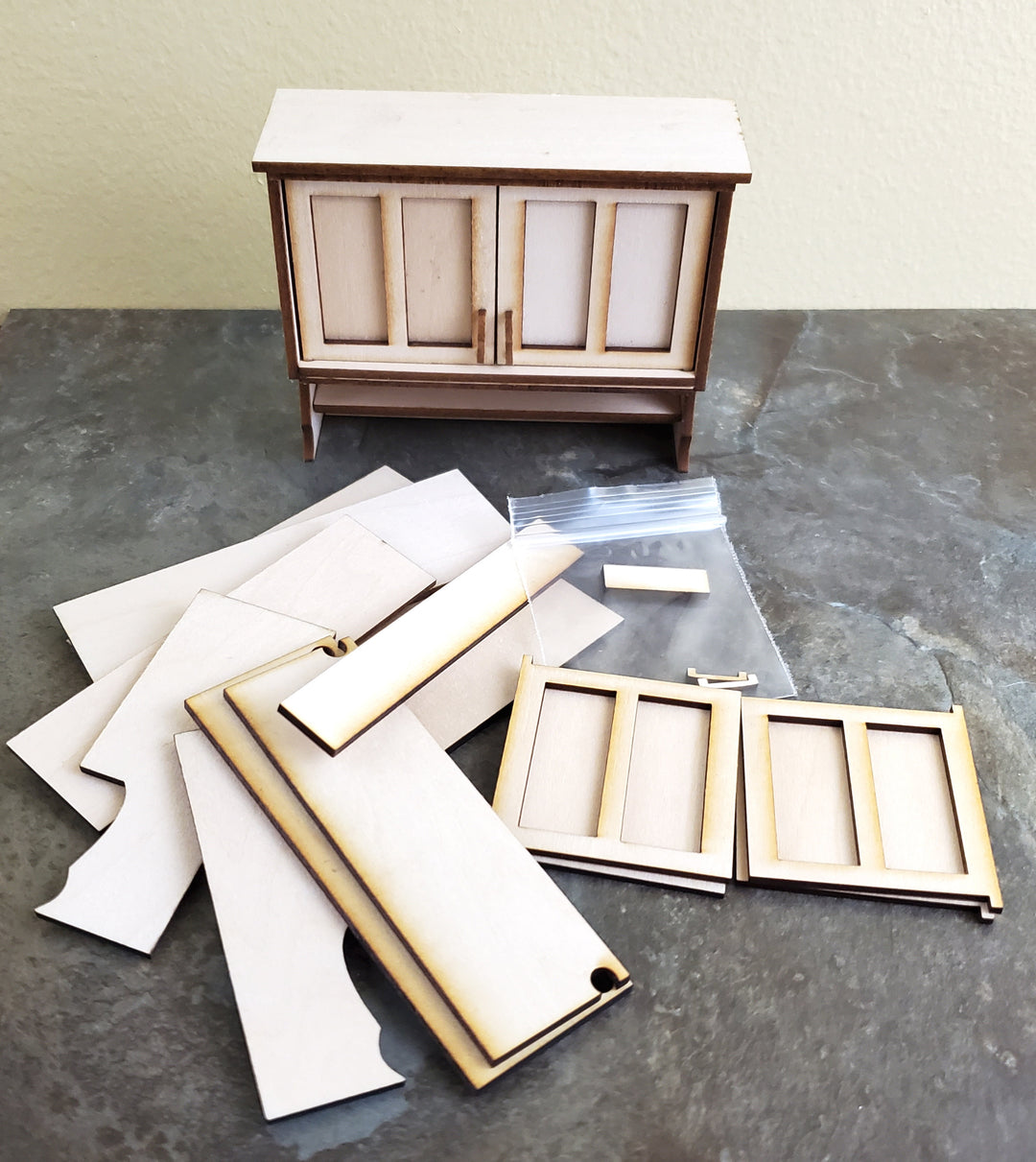 Dollhouse Cupboard KIT DIY Hanging 2 Door Kitchen Cabinet 1:12 Scale Miniature