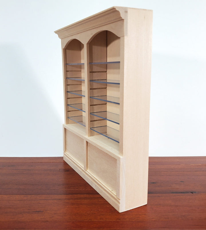 Dollhouse Bookshelf or Shop Shelves 2 Bay 10 Adjustable Shelves 1:12 Scale Furniture Unpainted Unfinished