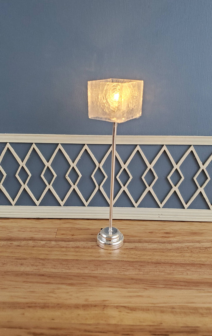 Dollhouse Miniature Battery Light Modern Floor Lamp Silver 1:12 Scale