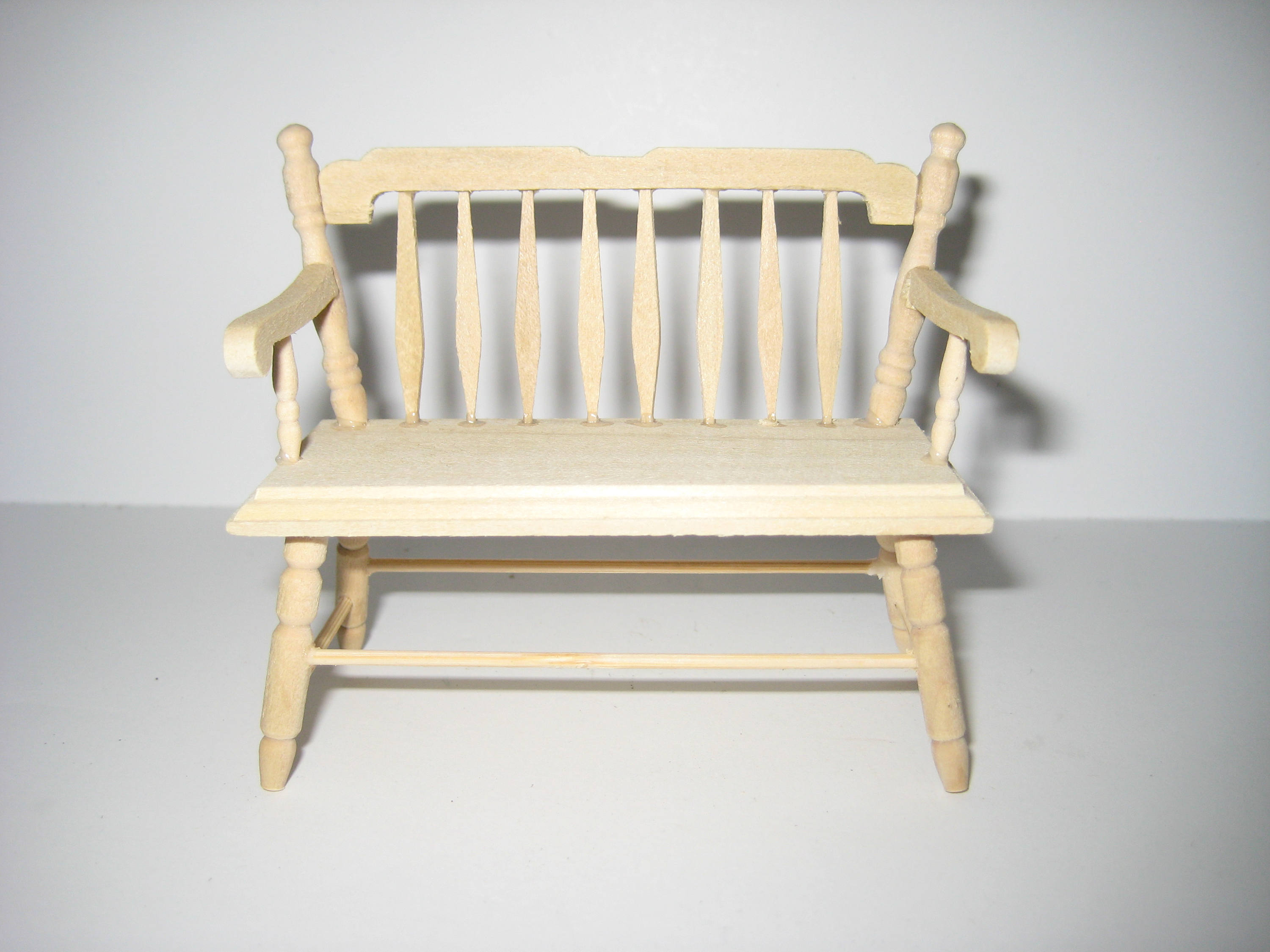 Dollhouse Miniature Bench Colonial Style 1:12 Scale Furniture Unpainte ...
