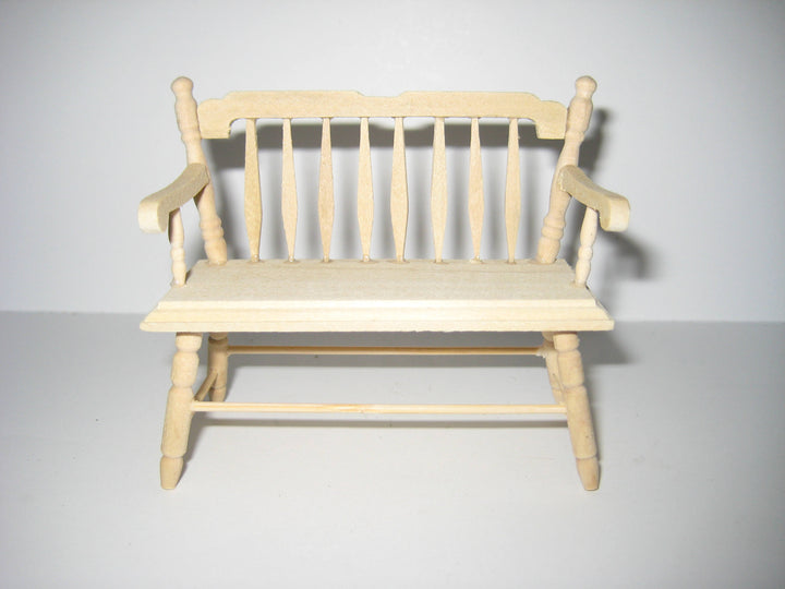 Dollhouse Miniature Bench Colonial Style 1:12 Scale Furniture Unpainted