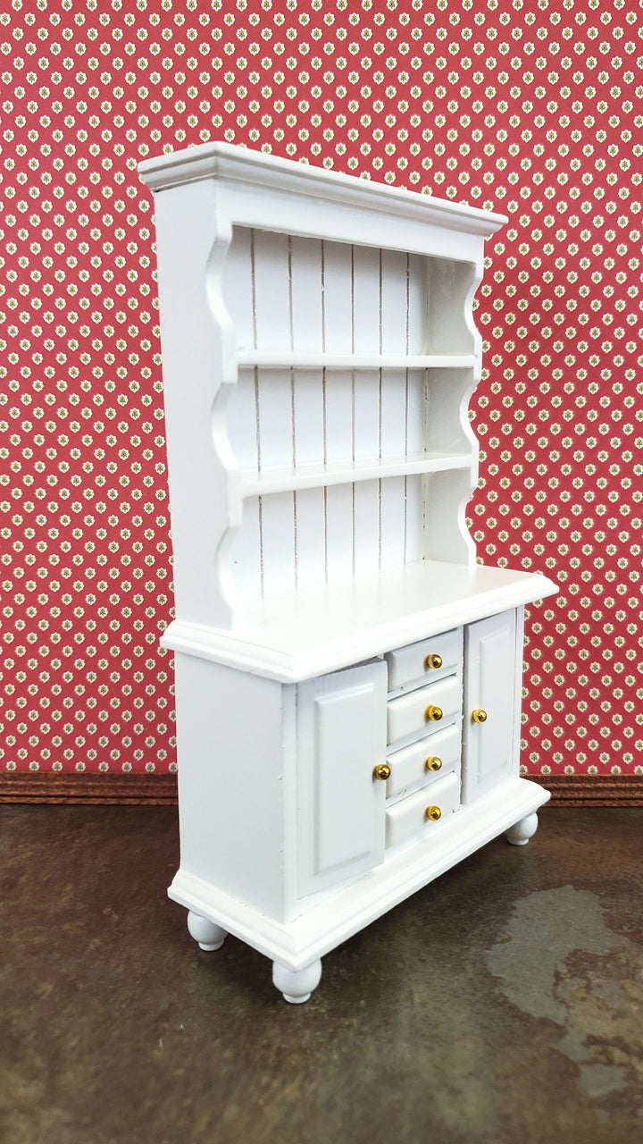 Dollhouse Cupboard Hutch White Kitchen Cabinet 1:12 Scale Miniature Furniture