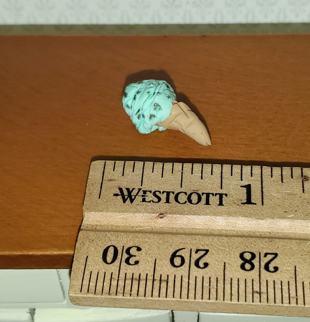 Dollhouse Ice Cream Cone Mint Chocolate Chip 1:12 Scale Miniature Food Hand Crafted