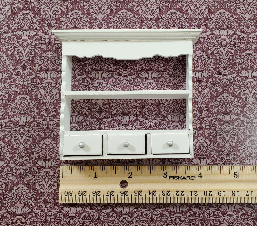 Dollhouse Hanging Shelf White 3 Drawers 1:12 Scale Miniature Kitchen Bathroom