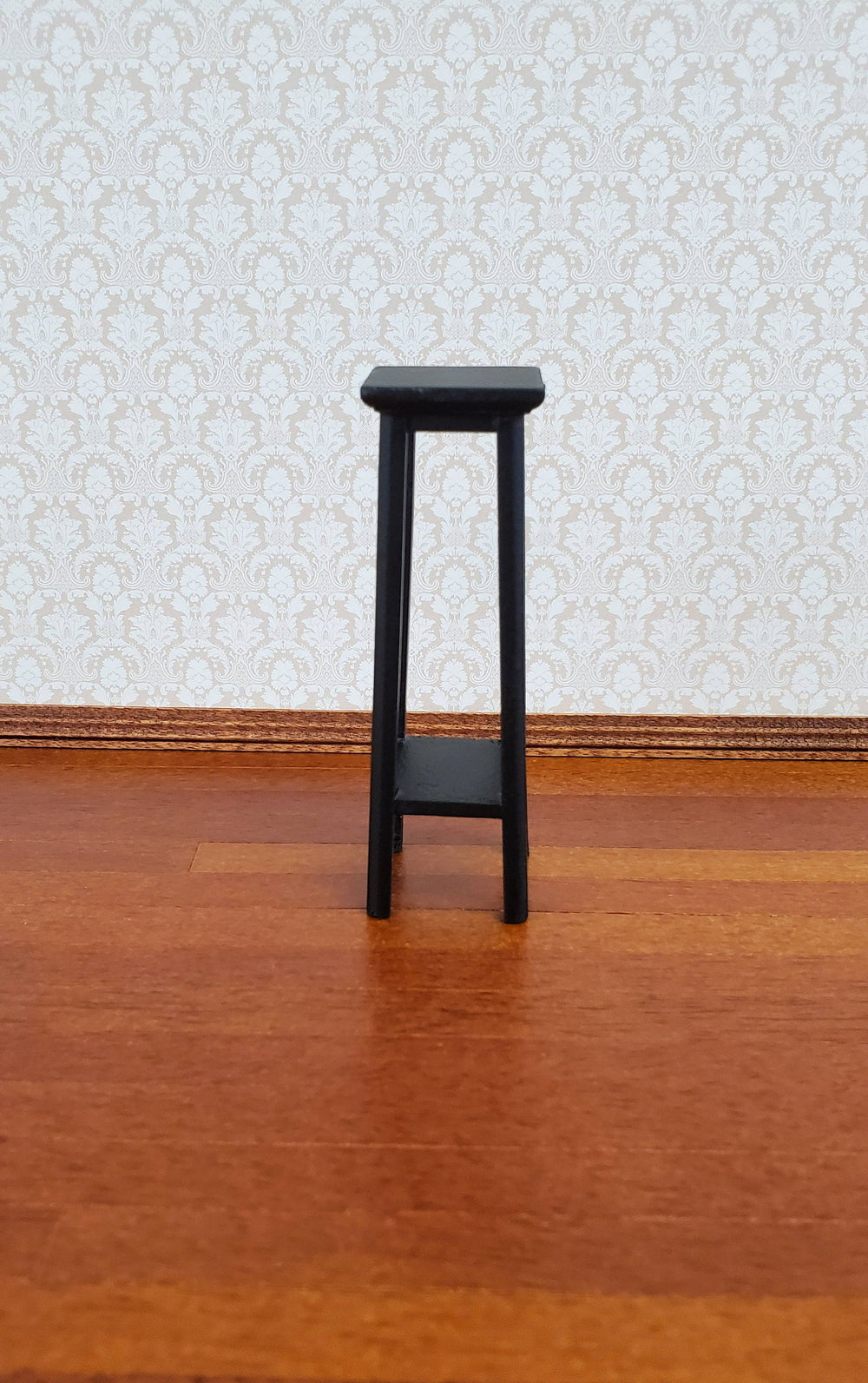 Dollhouse Miniature Tall Fern or Plant Stand Wood Black 1:12 Scale Furniture