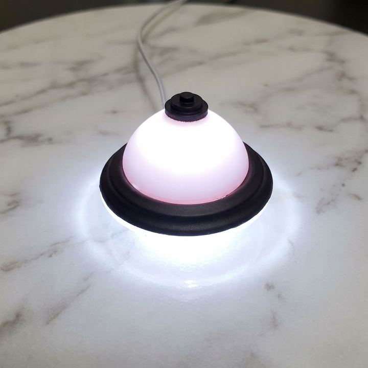 Dollhouse Round Ceiling Light Black 12 Volt Electric with Plug 1:12 Scale
