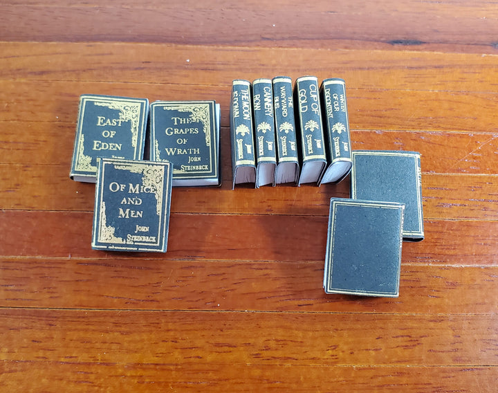 Dollhouse Book Set of 10 John Steinbeck 1:12 Scale Miniatures (blank inside)