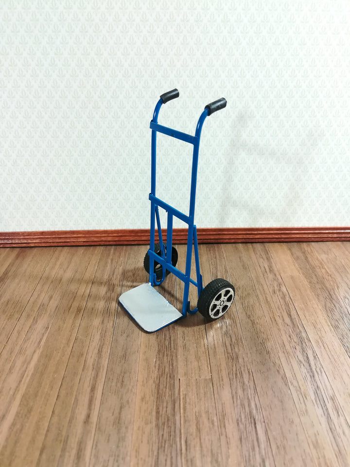 Dollhouse Hand Truck Dolly Working Metal Moving Cart Blue 1:12 Scale Miniature