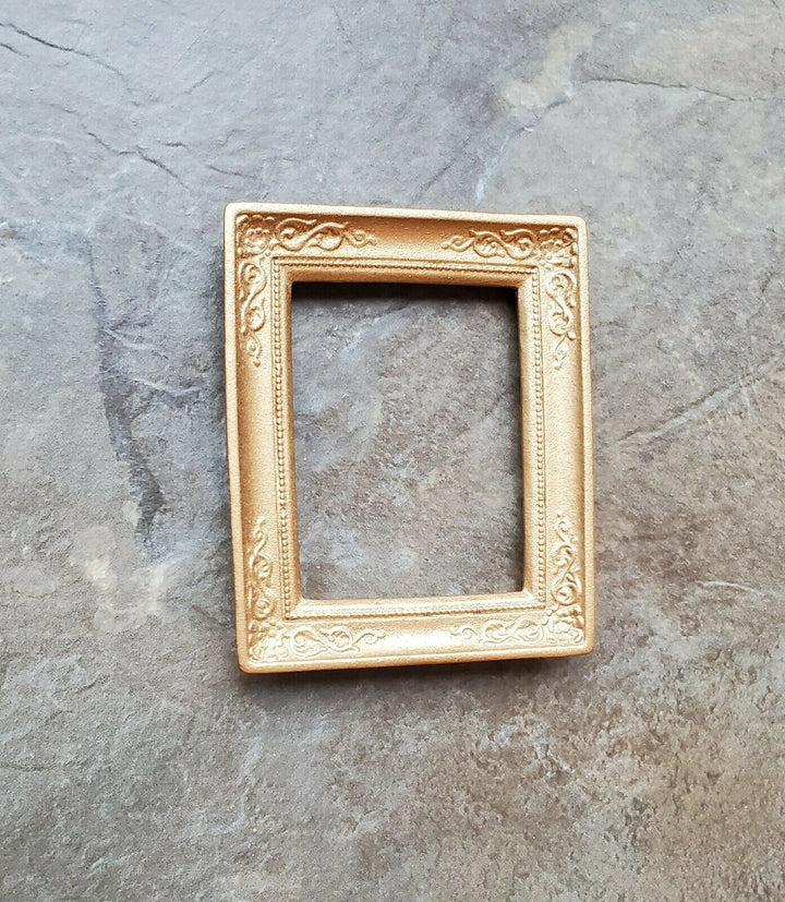 Dollhouse Mini Picture Frame Fancy Gold for Painting 1:12 Scale Miniature Accessory