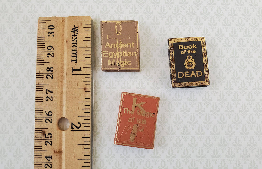 Dollhouse Miniature Books x3 Ancient Egyptian Magic Set 1:12 Scale (blank inside)