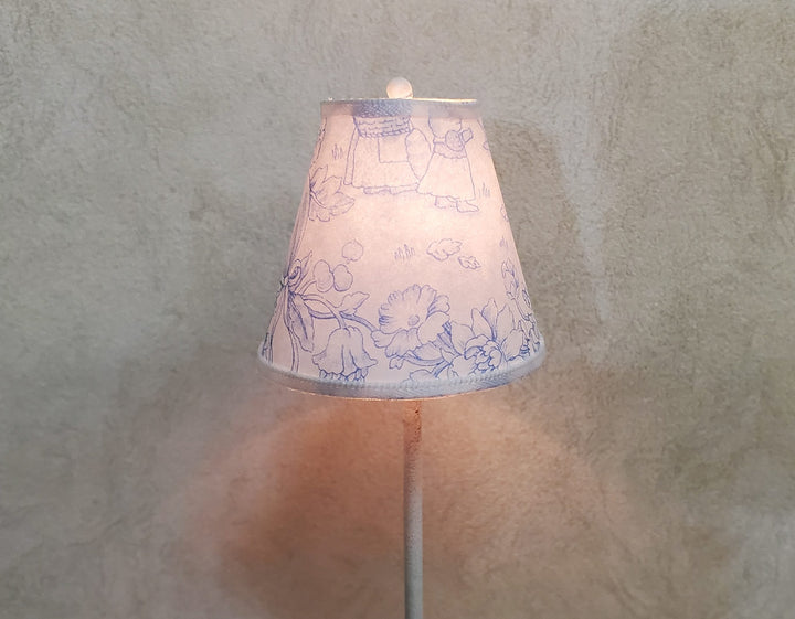 Dollhouse Nursery Floor Lamp Blue Shade White Base 12 Volt Wired 1:12