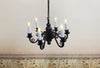 Dollhouse Battery Chandelier Light 6 Arm Black Scroll 1:12 Scale Miniature Lamp
