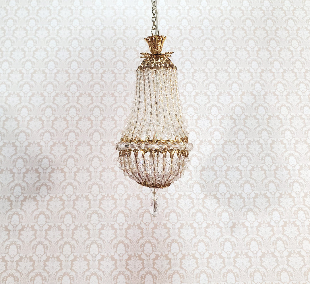 Dollhouse Grand Chandelier "Chloe" Real Glass Crystals 12 Volt 1:12 Scale Miniature