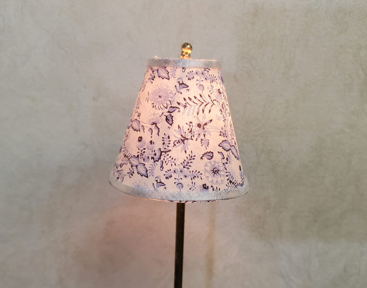 Dollhouse Floor Lamp Blue Onion Design Shade 12 Volt Wired 1:12 Scale Miniature