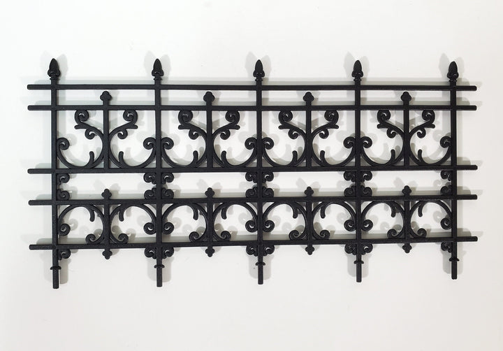 Miniature 4 Piece Fence Kit Black Victorian Georgian Style 1:12 Scale Dollhouse