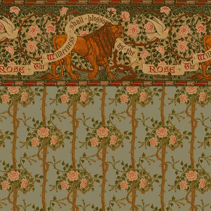 Dollhouse Wallpaper Lion and Dove with Briar Rose Bradbury & Bradbury 1:12 Scale