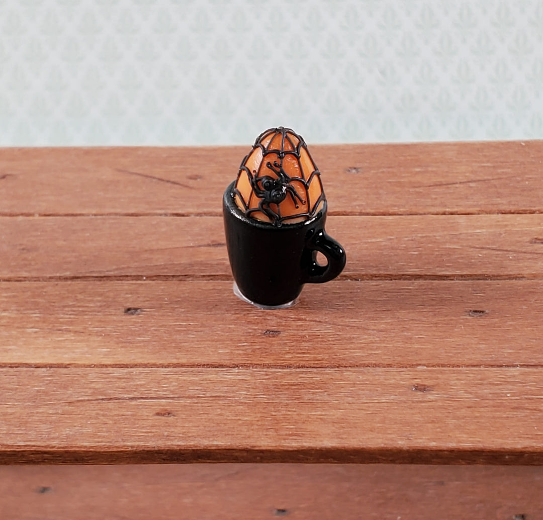 Dollhouse Halloween Cupcake Mug Dessert with Spider 1:12 Scale Miniature Food