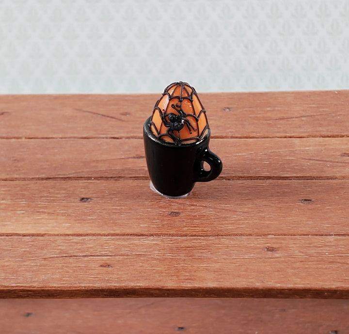 Dollhouse Halloween Cupcake Mug Dessert with Spider 1:12 Scale Miniature Food