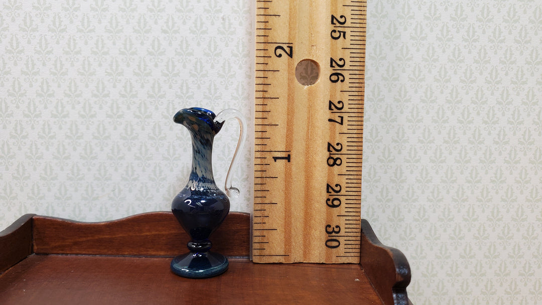 Miniature Tall Vase Pitcher Dark Blue Handmade 1:12 Scale Dollhouse