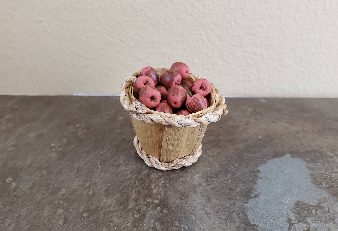 Dollhouse Red Apples in a Bushel Basket 1:12 Scale Miniatures Food Grocery