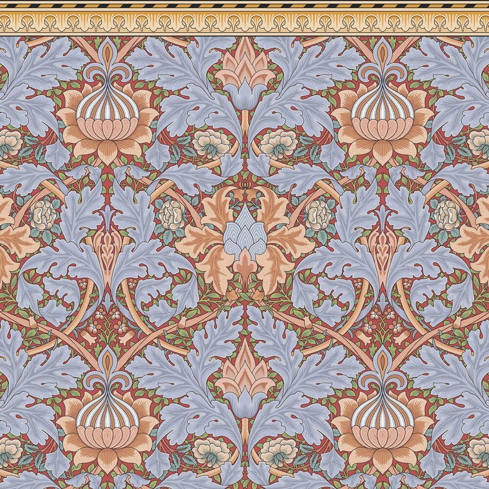 Dollhouse Wallpaper William Morris St James Blue Bradbury & Bradbury 1:12 Scale